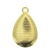 Pendente goccia lavorato in zamac e resina époxy 21x12 mm Oro - Nero x1