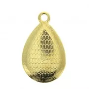 Pendente goccia lavorato in zamac e resina époxy 21x12 mm Oro - Verde abete x1