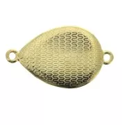 Distanziatore goccia 2 anelli con resina époxy 27x16 mm Dorato con oro fino con oro fino - Verde abete x1