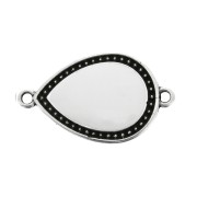 Distanziatore goccia 2 anelli con resina époxy 27x16mm Argento invecchiato - Bianco x1