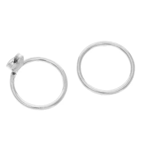 Orecchini design cerchio decorativo in zamac 19.5 mm -placcatura argento fino x2