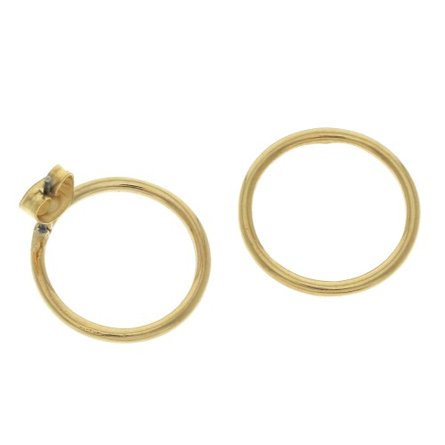 Orecchini design cerchio decorativo in zamac 19.5 mm - Dorato con oro fino x2