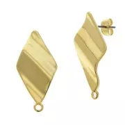 Orecchini rombo ondulato con anello 32x15 mm - Dorato con oro fino x2