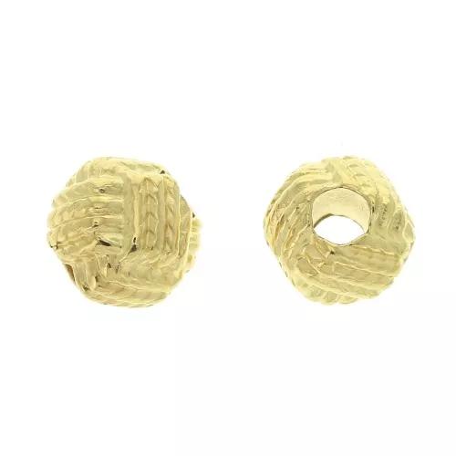 Perline metalliche effetto nodo 11 mm - Dorato con oro fino x1
