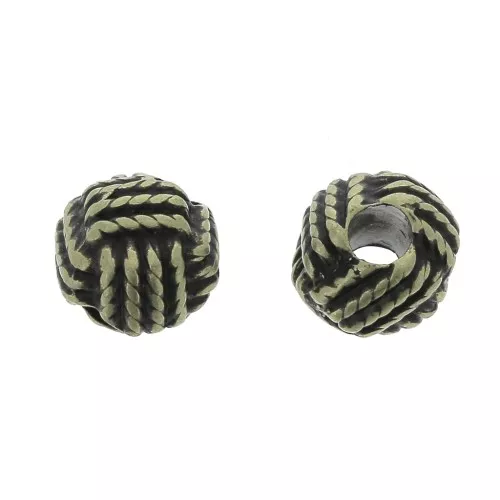 Perline metalliche effetto nodo 11 mm - Bronzo x1