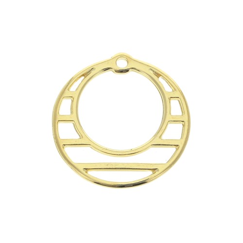 Pendente cerchio traforato in zamac 23 mm - Dorato con oro fino x1