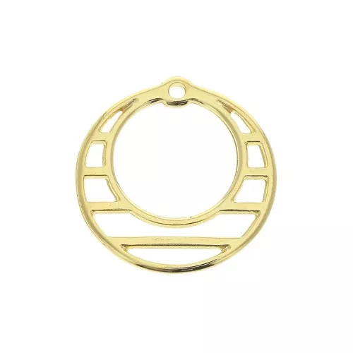 Pendente cerchio traforato in zamac 23 mm - Dorato con oro fino x1