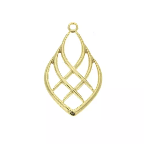 Pendente goccia effetto incrociato in zamac 27x16 mm - Dorato con oro fino x1