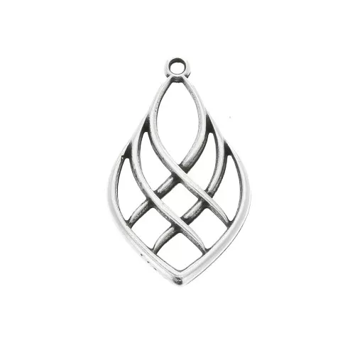 Pendente goccia effetto incrociato in zamac 27x16 mm -placcatura argento fino anticato x1
