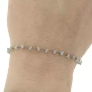 Catena maglia fantasia con perline di vetro forma di triangolo 3.2 mm - Grigio x50cm