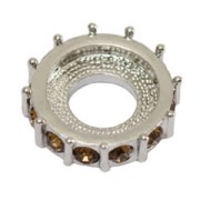 Rondella con strass mm. 15 argentato/Light Smoked Topaz  x1|raw }}