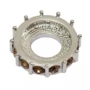 Rondella con strass mm. 15 argentato/Light Smoked Topaz x1