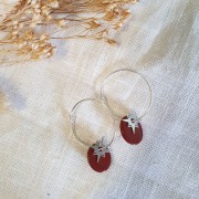 Paillette ovale 12x10 mm Pietra Gemma - Jaspe Rossa x1