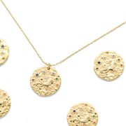 Ciondolo Zodiaco Capricorno ottone con Ossido di zirconio 15 mm - Dorato x1