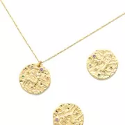 Ciondolo Zodiaco Sagittario Capricorno ottone Ossido di zirconio 15 mm - Doratox1