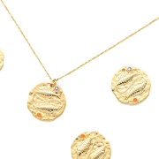 Ciondolo Zodiaco dei Pesci ottone con Ossido di zirconio 15 mm - Dorato x1