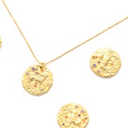 Ciondolo Zodiaco Ariete in ottone con Ossido di zirconio 15 mm - Dorato x1