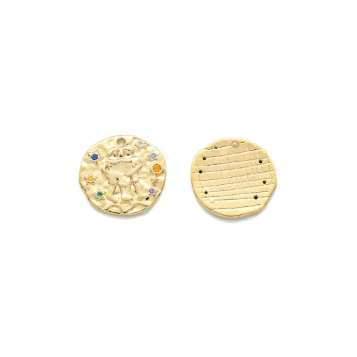 Ciondolo Zodiaco Gemelli in ottone con Ossido di zirconio 15 mm - Dorato x1