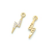 Ciondolo lampo in ottone con Ossido di zirconio 15x4 mm - Oro Crystal x1|raw }}