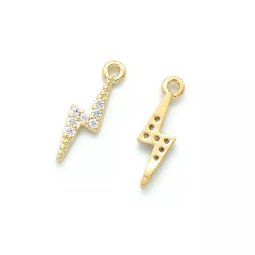 Ciondolo lampo in ottone con Ossido di zirconio 15x4 mm - Oro Crystal x1