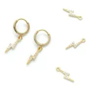 Ciondolo lampo in ottone con Ossido di zirconio 15x4 mm - Oro Crystal x1