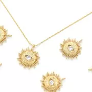 Pendente sole con occhio Ossido di zirconio 17x14 mm Oro - Crystal x1