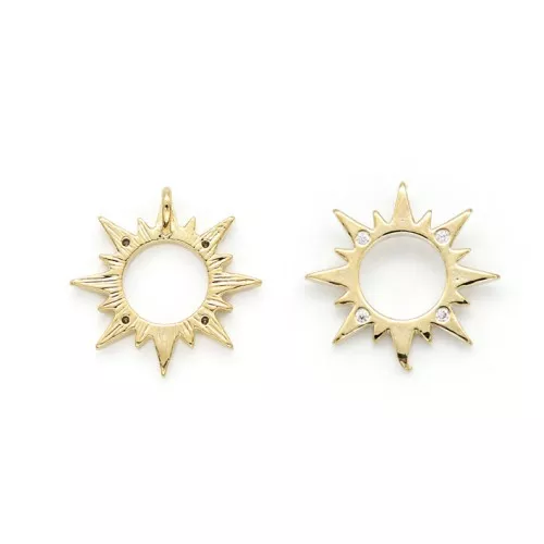 Pendente sole con Ossido di zirconio 15 mm Oro - Crystal x1