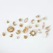 Pendente sole con Ossido di zirconio 15 mm Oro - Crystal x1