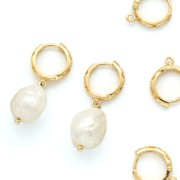 Anello aperto scavato con lune e stelle creole 14 mm - Dorato con oro fino x2