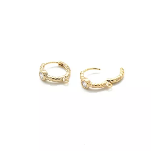 Monachelle lavorato con Ossido di zirconio con anello aperto 13 mm - Oro x2