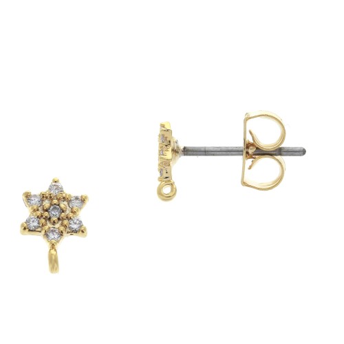Orecchini stella Ossido di zirconio con anello aperto 7x4.5 mm - Oro - Crystal x2
