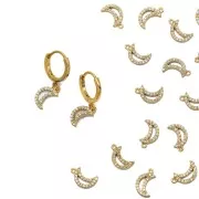 Ciondolo mezzaluna in ottone con Ossido di zirconio 10x6.5 mm - Oro - Crystal x1