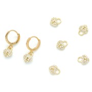 Ciondolo lucchetto forma di cuore con Ossido di zirconio 8x6.5 mm - Oro Crystal x1