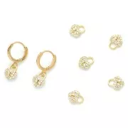 Ciondolo lucchetto forma di cuore con Ossido di zirconio 8x6.5 mm - Oro Crystal x1