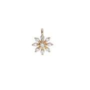 Ciondolo a forma di fiore in ossido di zirconio e anello chiuso 9x7 mm dorato con oro fino - Crystal x1