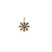 Ciondolo a forma di fiore in ossido di zirconio e anello chiuso 9x7 mm dorato con oro fino - Crystal x1