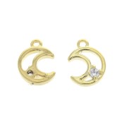 Ciondolo mezzaluna con 1  Ossido di zirconio 10x7 mm Oro - Crystal x1|raw }}