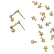 Mini ciondolo stella con  Ossido di zirconio al centro 6x4.5 mm - Oro - Crystal x1