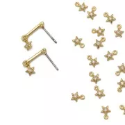 Mini ciondolo stella con Ossido di zirconio al centro 6x4.5 mm - Oro - Crystal x1