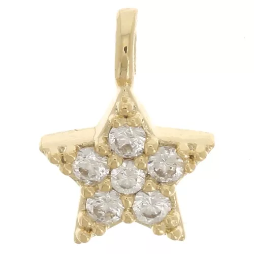 Mini Ciondolo a stella in ossido di zirconio e anello aperto 7,5x5 mm Dorato con oro fino x1