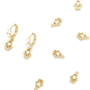 Mini ciondolo mano di Fatma con  Ossido di zirconio al centro 8.5x6 mm - Oro - Crystal x1