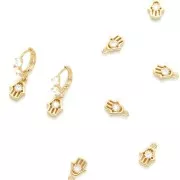 Mini ciondolo mano di Fatma con Ossido di zirconio al centro 8.5x6 mm - Oro - Crystal x1