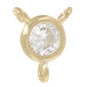 Distanziatore rotondo 3 anelli 5 mm - Ossido di zirconio - Dorato con oro fino - Cristallo