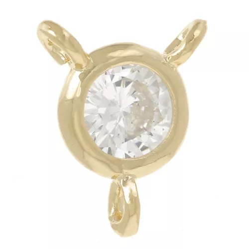 Distanziatore rotondo 3 anelli 5 mm - Ossido di zirconio - Dorato con oro fino - Cristallo