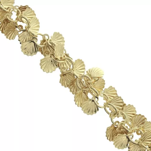 Catena maglia rotonda fantasia con conchiglie 6.5 mm Dorado con oro fino x20cm