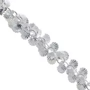 Catena maglia rotonda fantasia con conchiglie 6.5 mm Placcatura argento fino x20cm