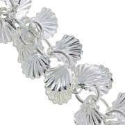 Catena maglia rotonda fantasia con conchiglie 6.5 mm Placcatura argento fino x20cm