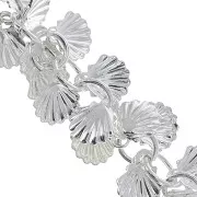 Catena maglia rotonda fantasia con conchiglie 6.5 mm Placcatura argento fino x20cm