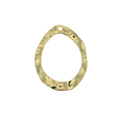 Pendente goccia irregolare martellato in ottone 23.5x18 mm - Dorato con oro fino