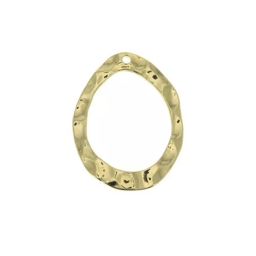 Pendente goccia irregolare martellato in ottone 23.5x18 mm - Dorato con oro fino